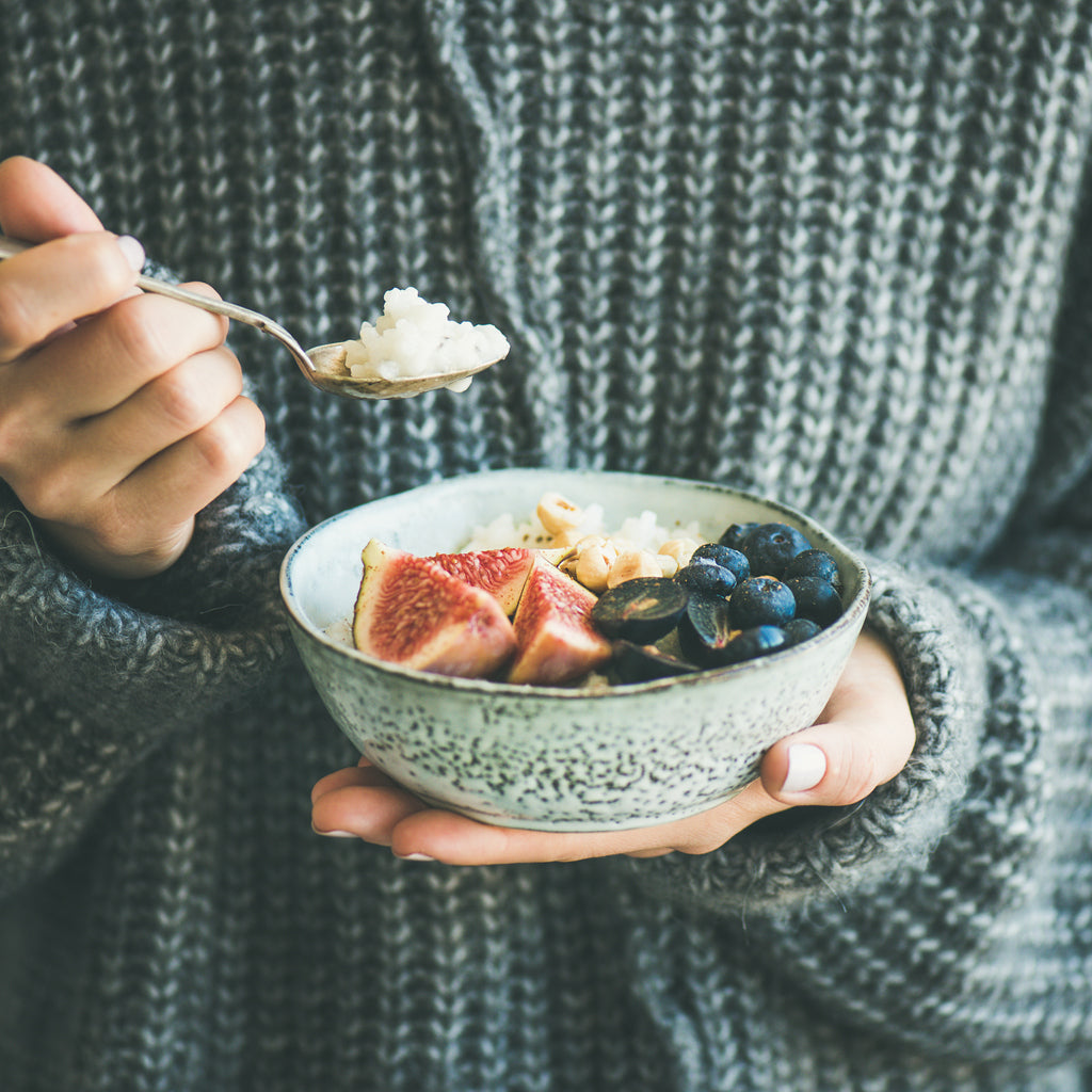 girl eating mood boosting healthy food